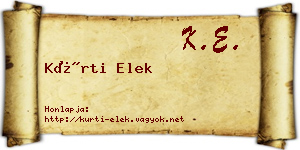 Kürti Elek névjegykártya